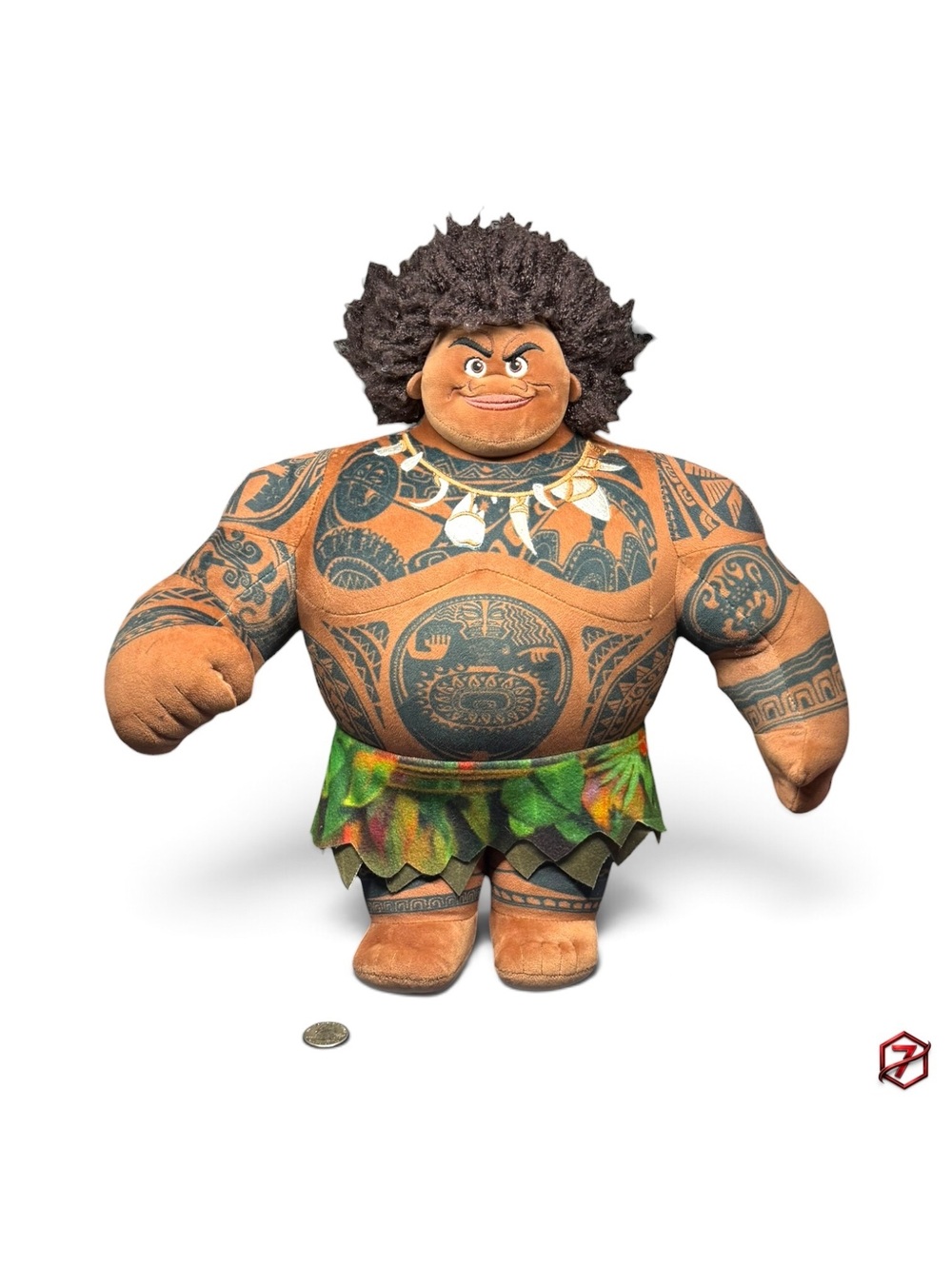 2016 Disney Store Moana Maui 15” Plush Doll Demigod Tattoo Green Skirt No Hook